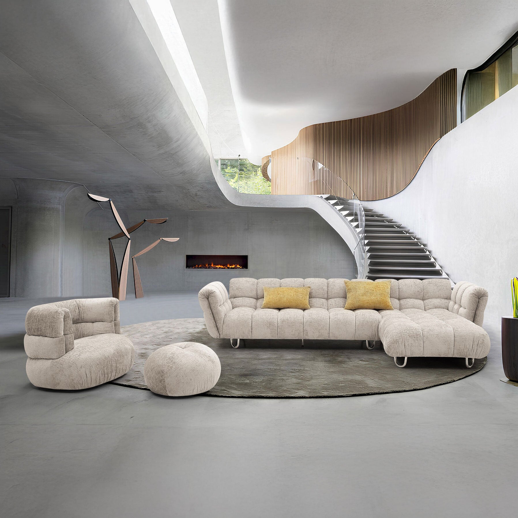 Coltar dumonde cu sezut confortabil din spuma HR Luxe 330x104 cm