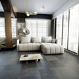 Colțar extensibil dumonde cu ladă de depozitare si sezut confortabil din spuma HR, Malta Beige II 235x185 cm Fabrica