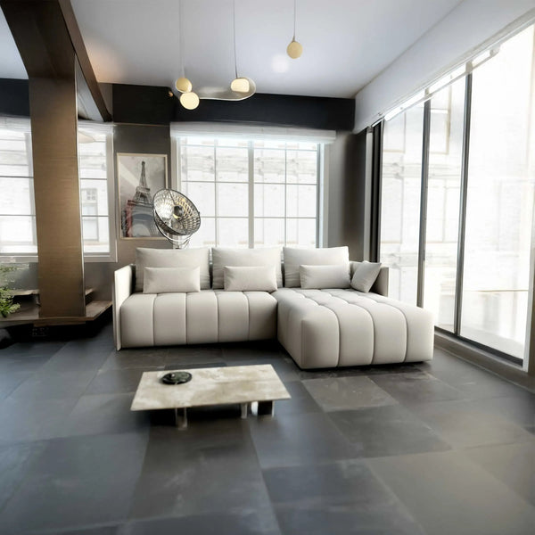Colțar extensibil dumonde cu ladă de depozitare Malta Enjoy Beige II 235x185 cm