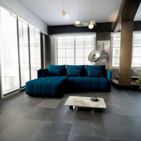 Colțar extensibil dumonde cu ladă de depozitare si sezut confortabil din spuma HR, Malta Verde Petrol 235x185 cm Fabrica