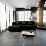Colțar extensibil dumonde cu ladă de depozitare si sezut confortabil din spuma HR, Malta Black 235x185 cm