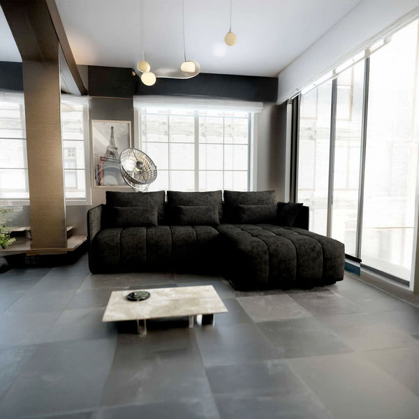 Colțar extensibil dumonde cu ladă de depozitare Malta Enjoy Black II 235x185 cm
