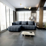 Colțar extensibil dumonde cu ladă de depozitare si sezut confortabil din spuma HR, Malta Grau 235x185 cm Fabrica