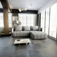 Colțar extensibil dumonde cu ladă de depozitare si sezut confortabil din spuma HR, Malta Grey II 235x185 cm Fabrica
