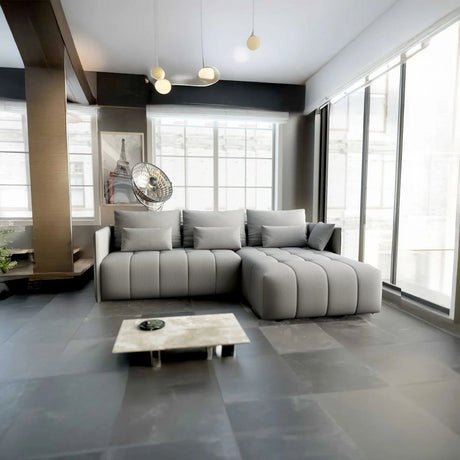 Colțar extensibil dumonde cu ladă de depozitare si sezut confortabil din spuma HR, Malta Grey II 235x185 cm Fabrica