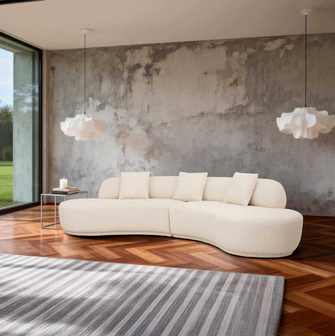 Canapea semirotunda dumonde cu șezut confortabil din spumă HR Manhattan 320x148 cm