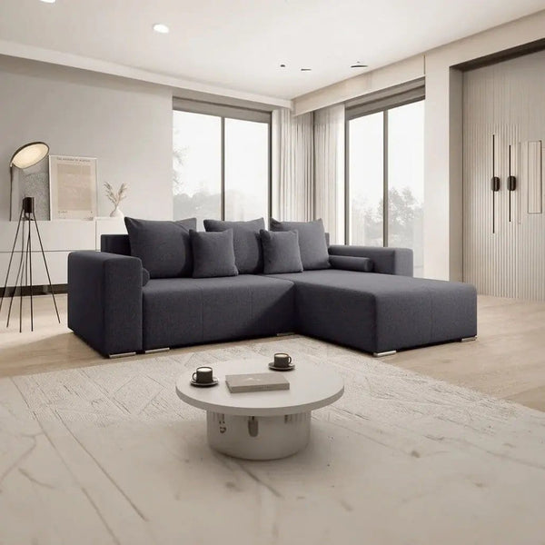 Colțar extensibil dumonde cu ladă de depozitare Marbela Grafit II 275x185 cm