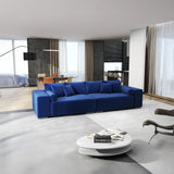 Canapea extensibilă dumonde cu ladă de depozitare si sezut confortabil din spuma HR, Marbela Royal Velvet Albastru XXL 295x100 cm