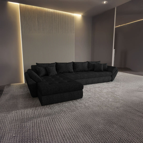 Colțar extensibil dumonde cu ladă de depozitare Loana XL Enjoy Negru 335x185 cm