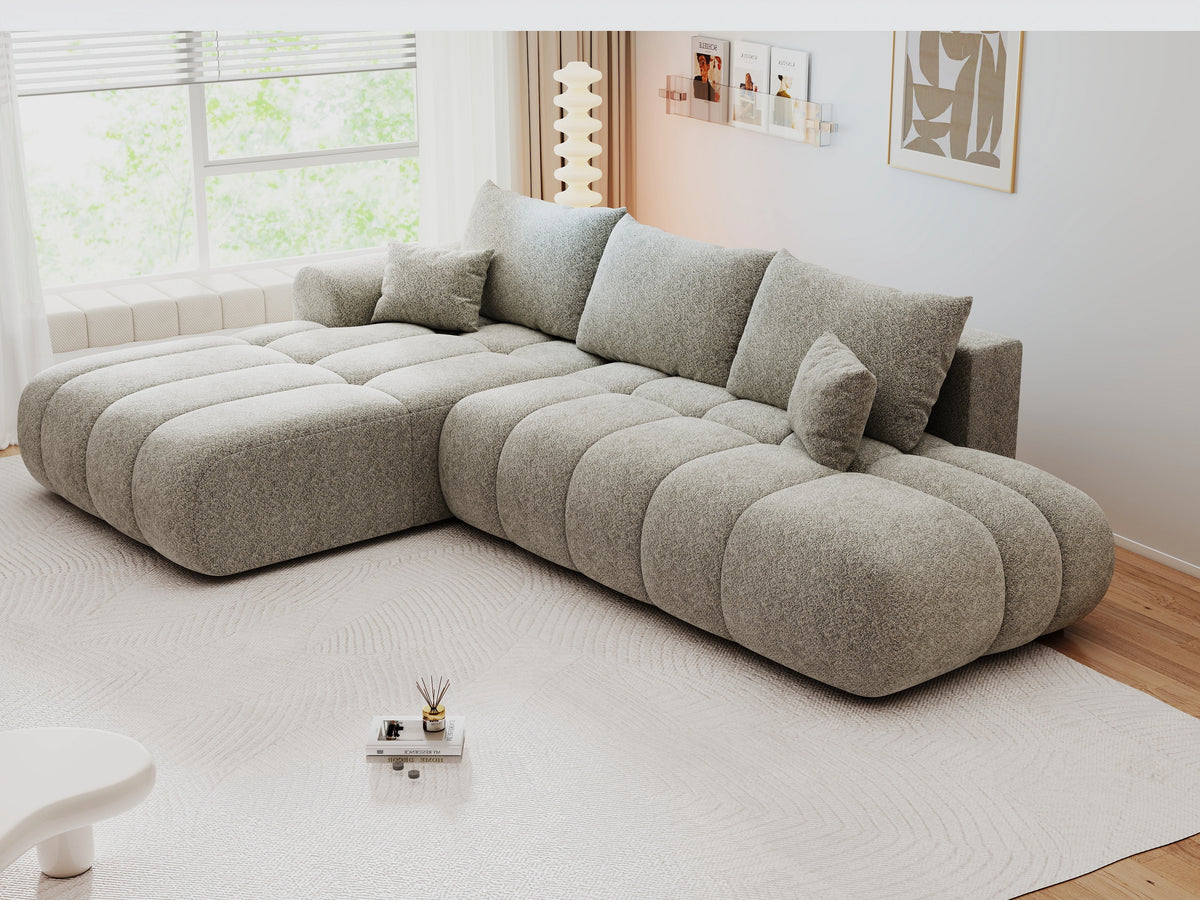 Colțar extensibil dumonde Milano L cu un braț Arena 02 Bej 276x175 cm – vedere 6