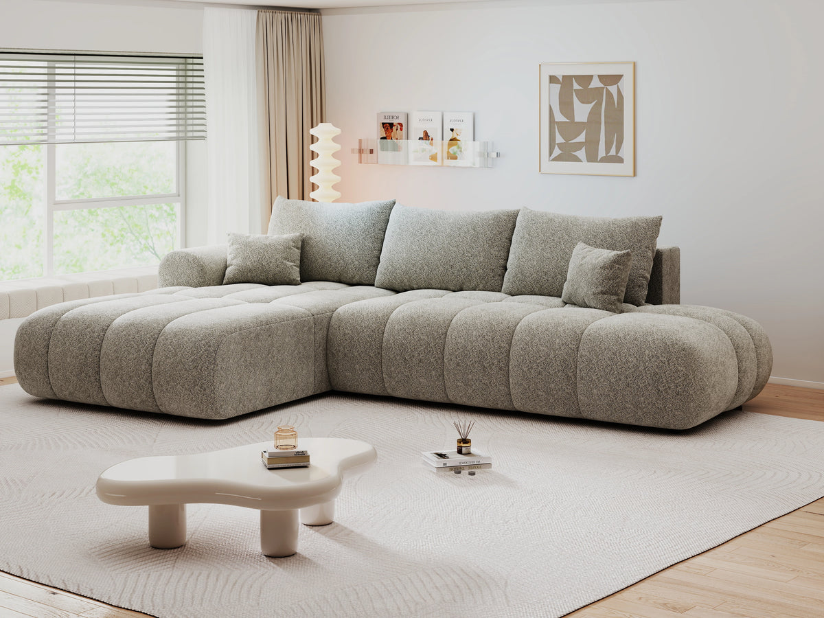 Colțar extensibil dumonde Milano L cu un braț Arena 02 Bej 276x175 cm – vedere 8