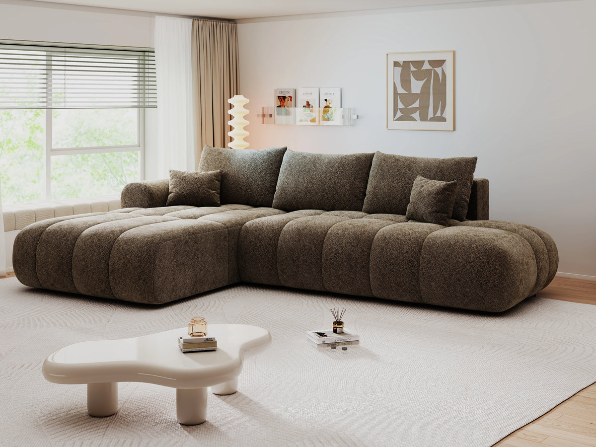 Colțar extensibil dumonde Milano L cu un braț Arena 04 Bej 276x175 cm – vedere 5