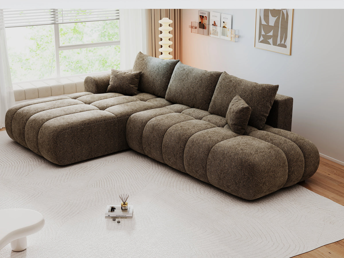 Colțar extensibil dumonde Milano L cu un braț Arena 04 Bej 276x175 cm – vedere 6