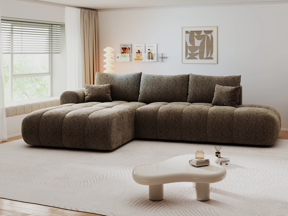 Colțar extensibil dumonde Milano L cu un braț Arena 04 Bej 276x175 cm – vedere 7