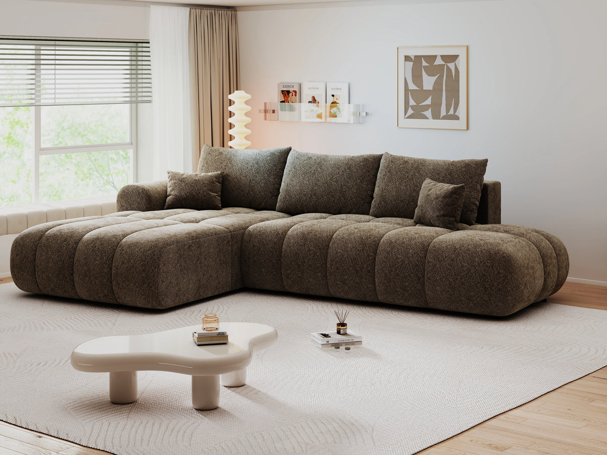 Colțar extensibil dumonde Milano L cu un braț Arena 04 Bej 276x175 cm – vedere 8
