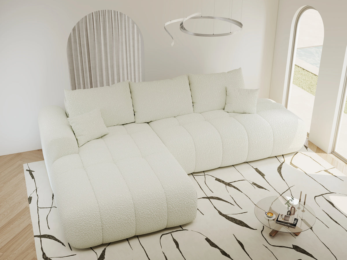 Colțar extensibil dumonde Milano L cu un braț Jaguar 01 Ivory 276x175 cm – vedere 1