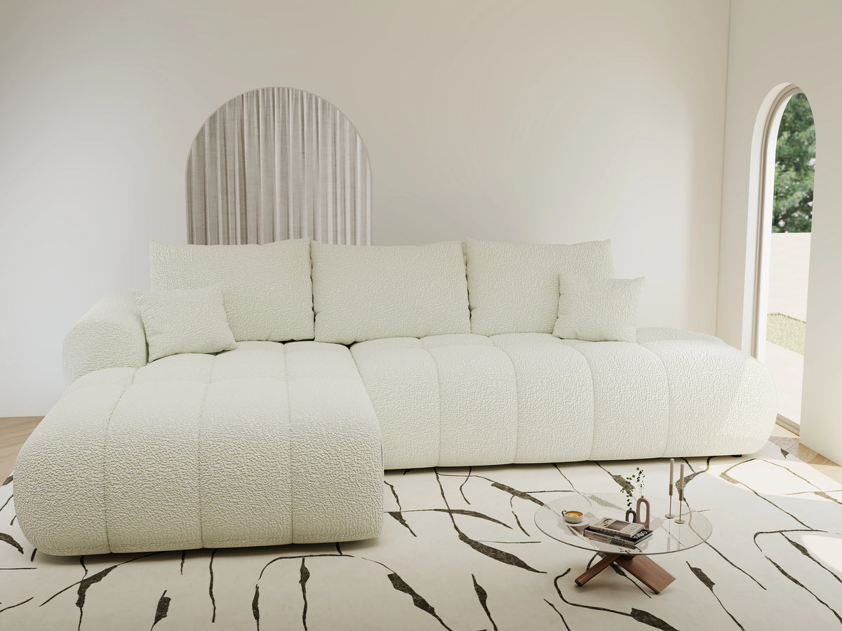 Colțar extensibil dumonde Milano L cu un braț Jaguar 01 Ivory 276x175 cm – vedere 2