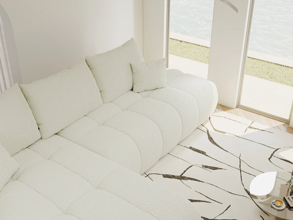 Colțar extensibil dumonde Milano L cu un braț Jaguar 01 Ivory 276x175 cm – vedere 3