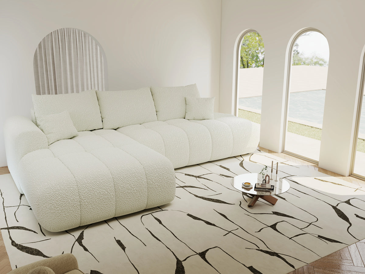 Colțar extensibil dumonde Milano L cu un braț Jaguar 01 Ivory 276x175 cm – vedere 4