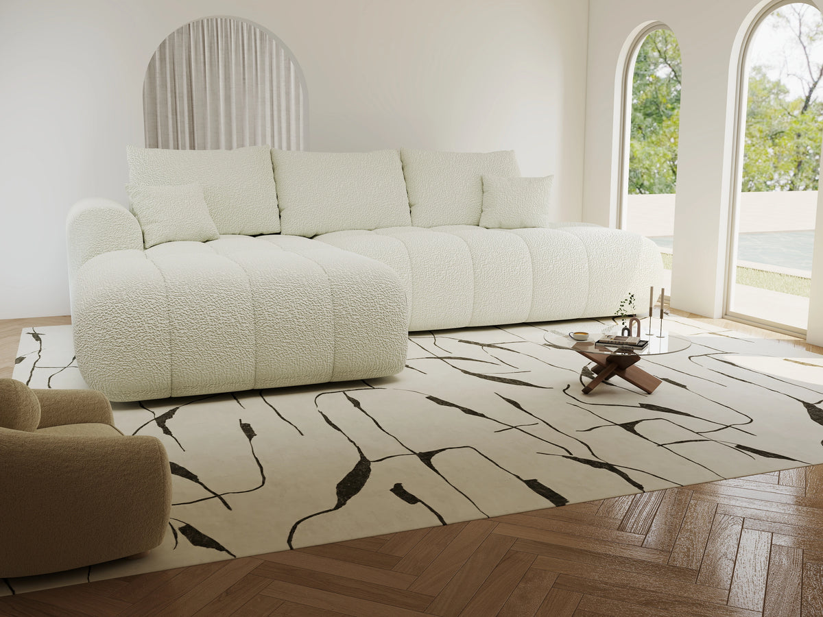 Colțar extensibil dumonde Milano L cu un braț Jaguar 01 Ivory 276x175 cm – vedere 5
