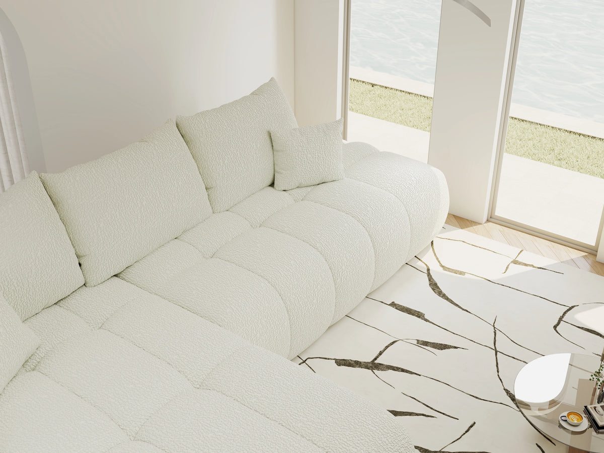 Colțar extensibil dumonde Milano L cu un braț Jaguar 01 Ivory 276x175 cm – vedere 7