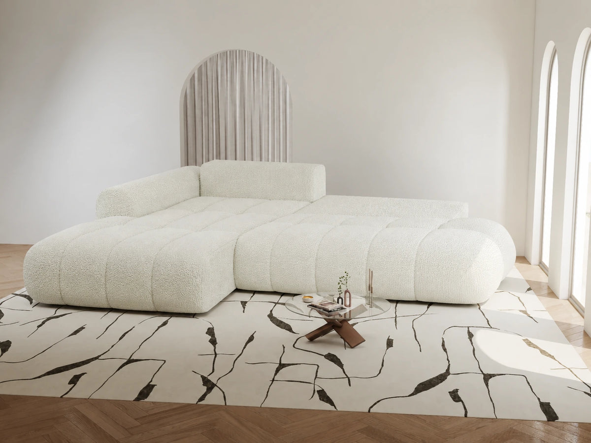 Colțar extensibil dumonde Milano L cu un braț Jaguar 01 Ivory 276x175 cm – vedere 10