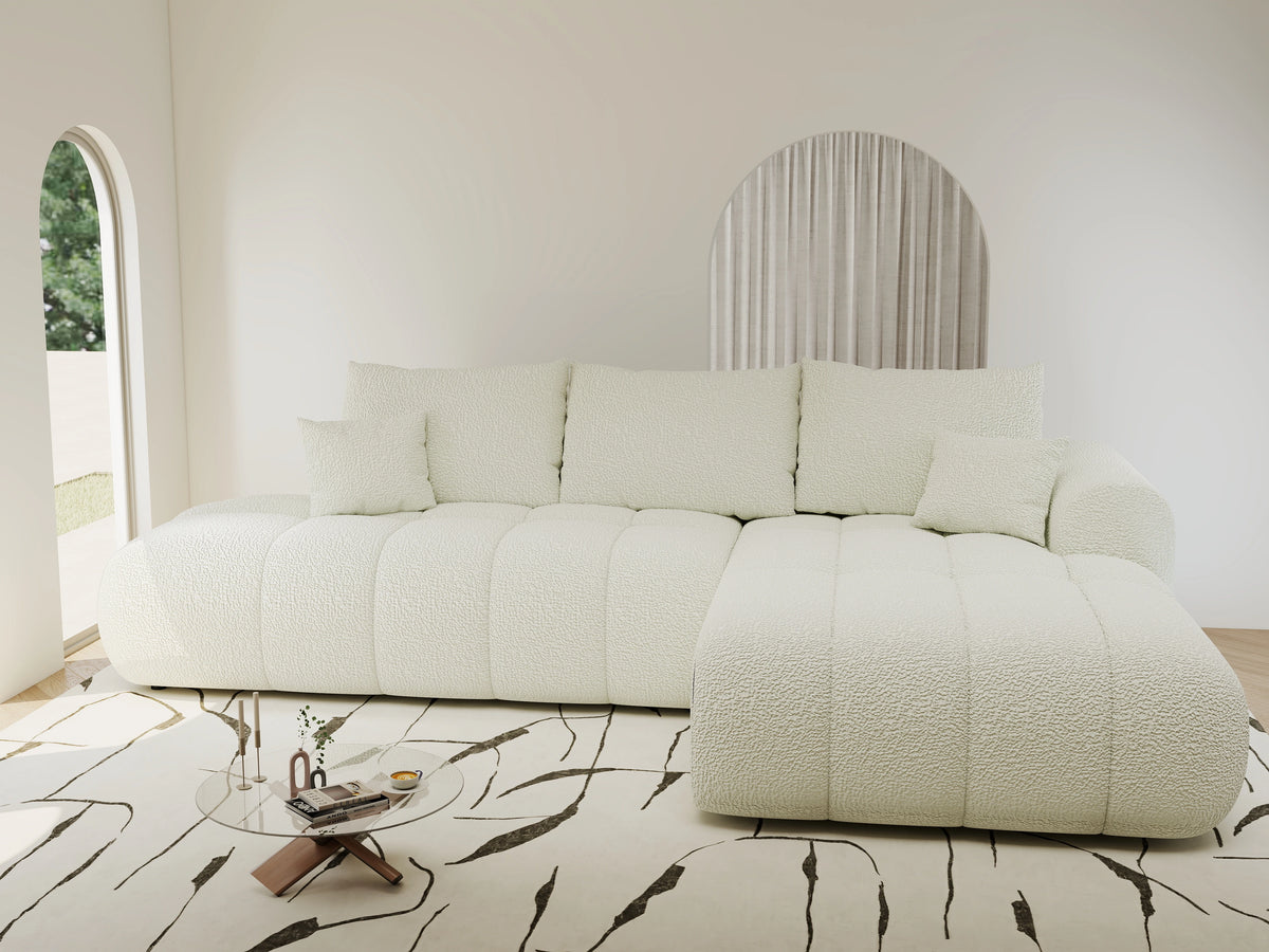 Colțar extensibil dumonde Milano L cu un braț Jaguar 01 Ivory II 276x175 cm – vedere 2