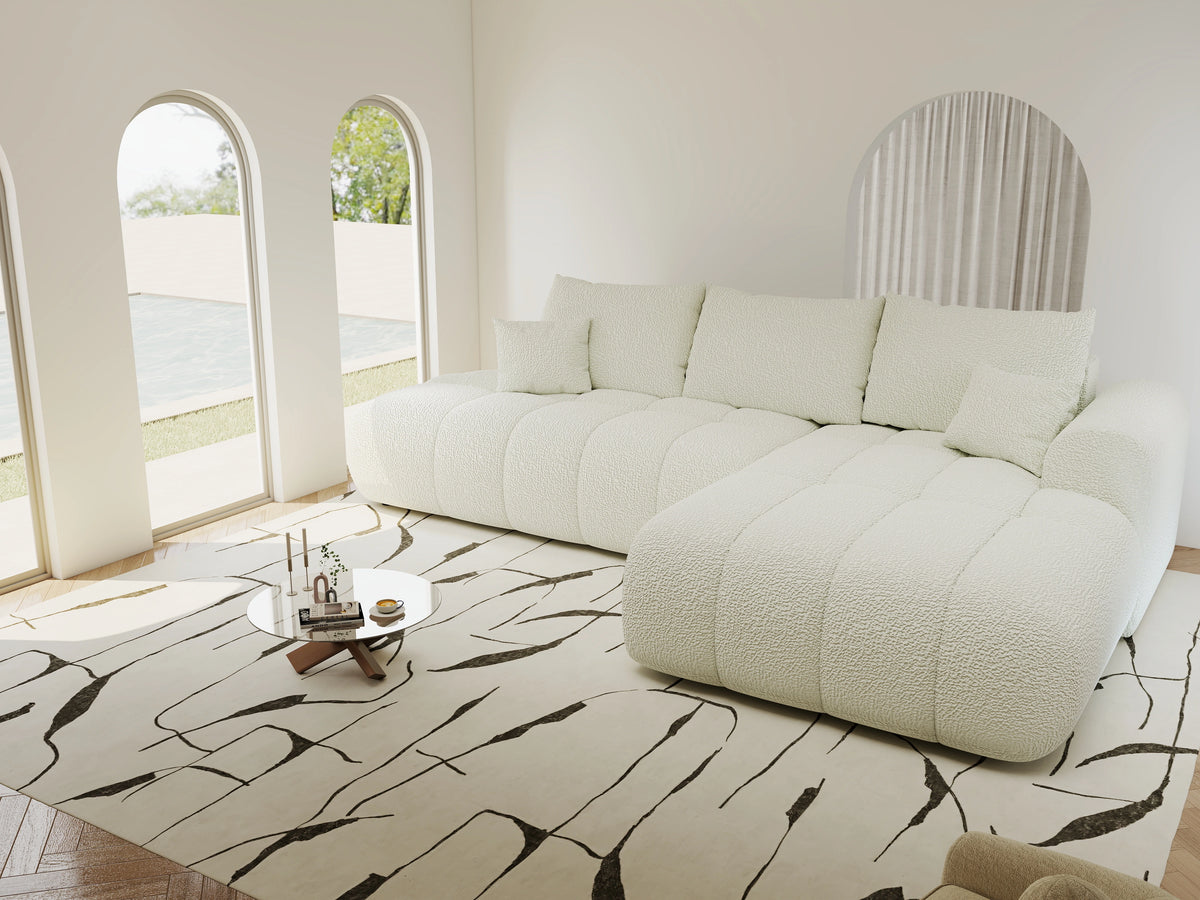 Colțar extensibil dumonde Milano L cu un braț Jaguar 01 Ivory II 276x175 cm – vedere 4