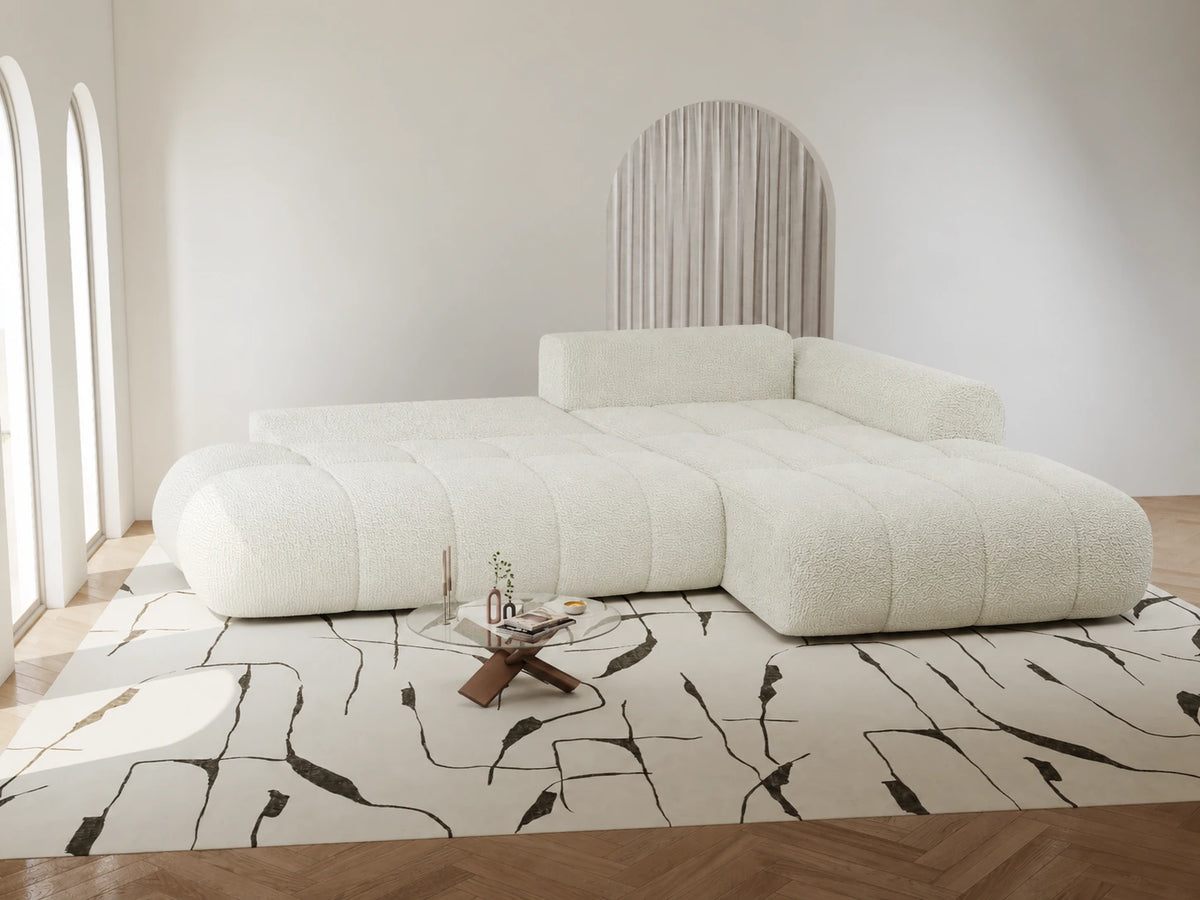 Colțar extensibil dumonde Milano L cu un braț Jaguar 01 Ivory II 276x175 cm – vedere 10