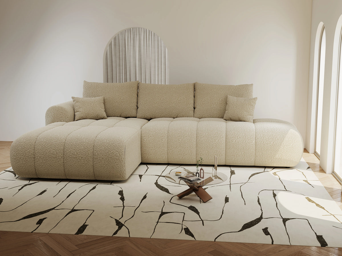 Colțar extensibil dumonde Milano L cu un braț Jaguar 04 Bej 276x175 cm – vedere 6
