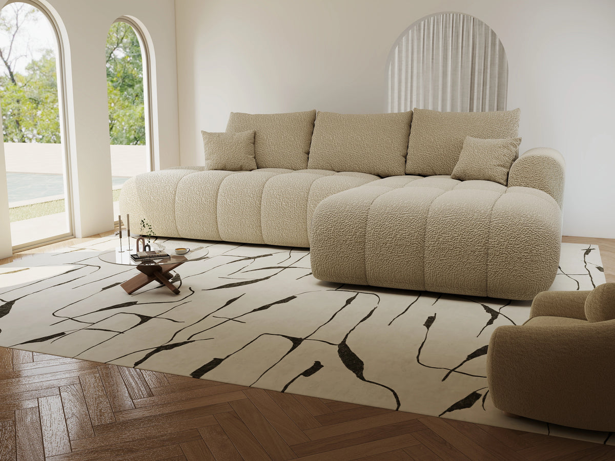 Colțar extensibil dumonde Milano L cu un braț Jaguar 04 Bej II 276x175 cm – vedere 5