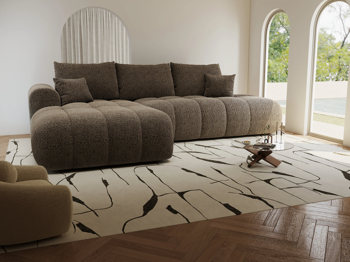 Colțar extensibil dumonde Milano L cu un braț Jaguar 08 Maro Cappuccino 276x175 cm – vedere 5