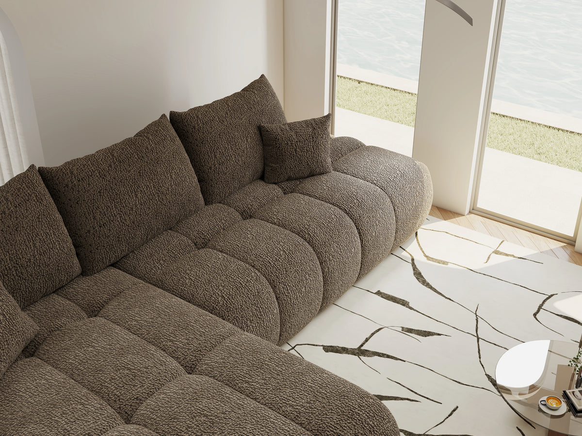 Colțar extensibil dumonde Milano L cu un braț Jaguar 08 Maro Cappuccino 276x175 cm – vedere 7