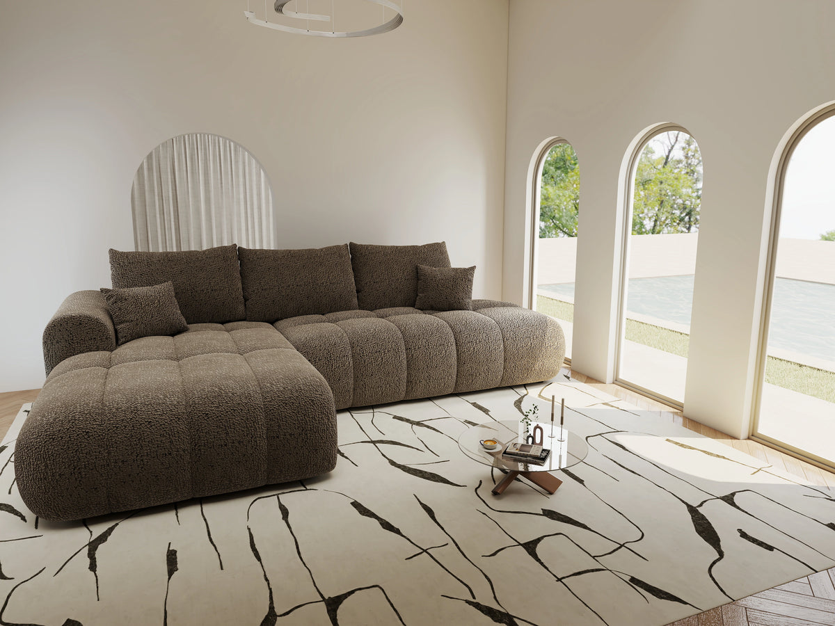 Colțar extensibil dumonde Milano L cu un braț Jaguar 08 Maro Cappuccino 276x175 cm – vedere 8