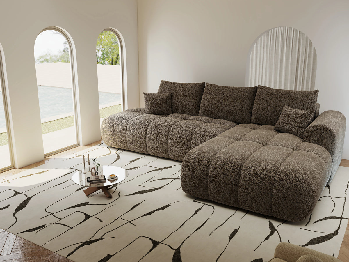 Colțar extensibil dumonde Milano L cu un braț Jaguar 08 Maro Cappuccino II 276x175 cm – vedere 4