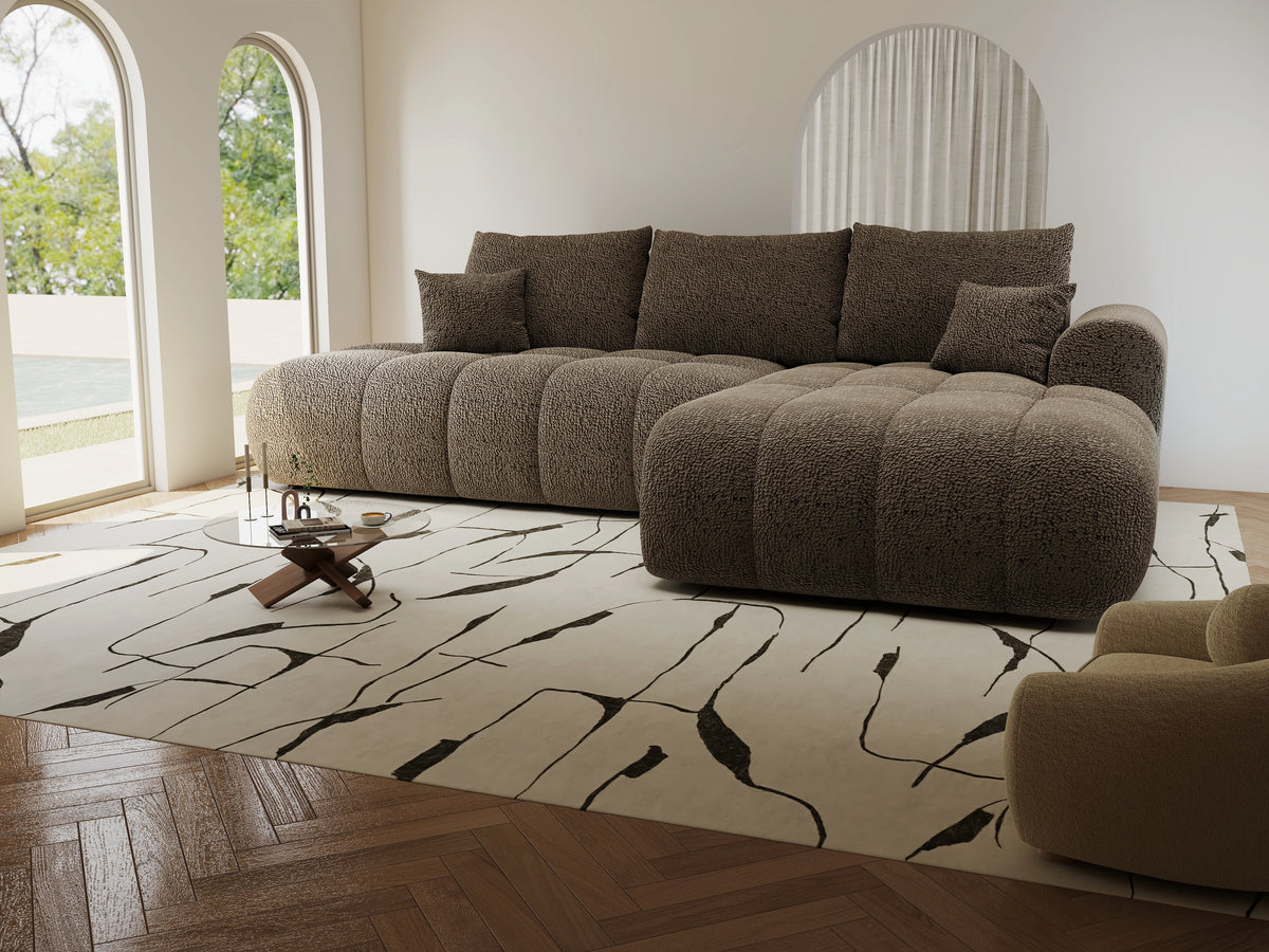 Colțar extensibil dumonde Milano L cu un braț Jaguar 08 Maro Cappuccino II 276x175 cm – vedere 5