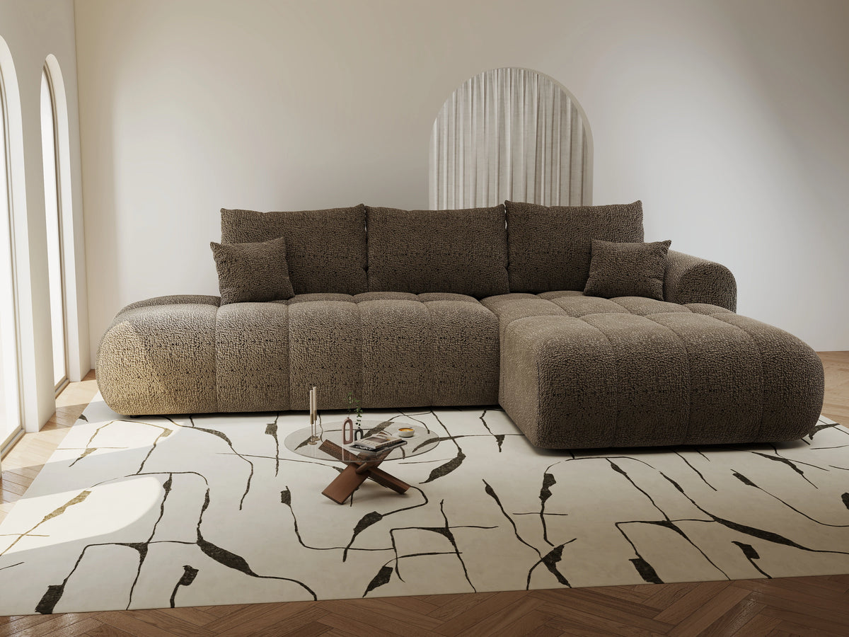 Colțar extensibil dumonde Milano L cu un braț Jaguar 08 Maro Cappuccino II 276x175 cm – vedere 6