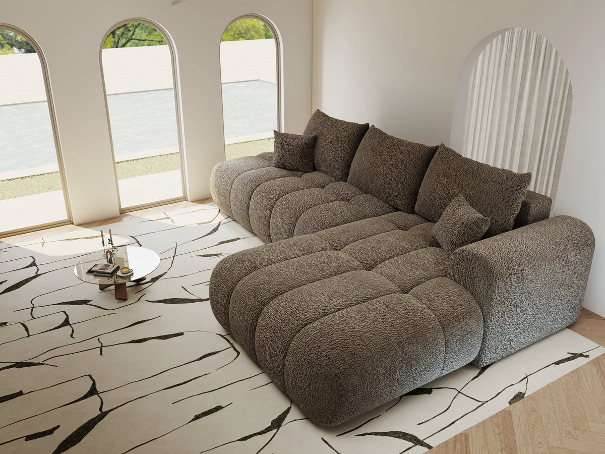 Colțar extensibil dumonde Milano L cu un braț Jaguar 08 Maro Cappuccino II 276x175 cm – vedere 9