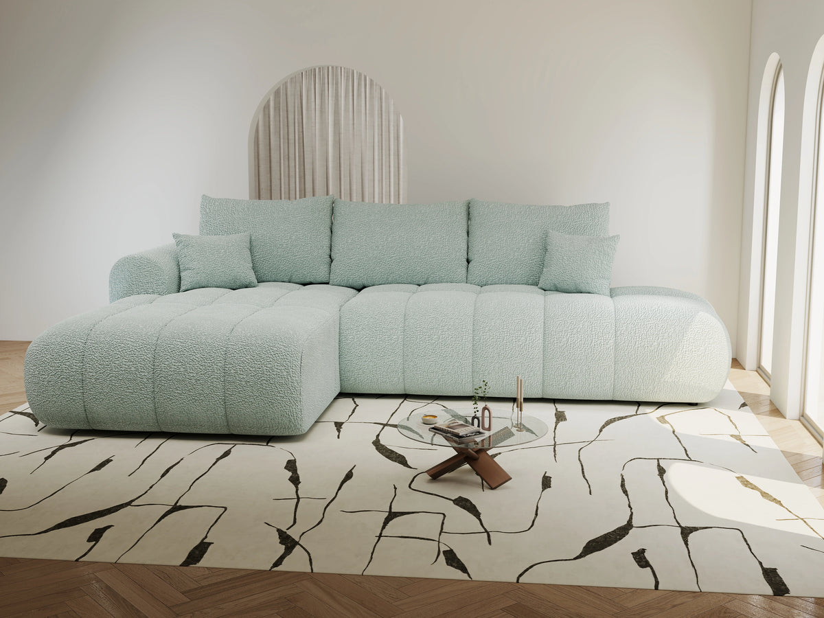 Colțar extensibil dumonde Milano L cu un braț Jaguar 16 Verde Mint 276x175 cm – vedere 6