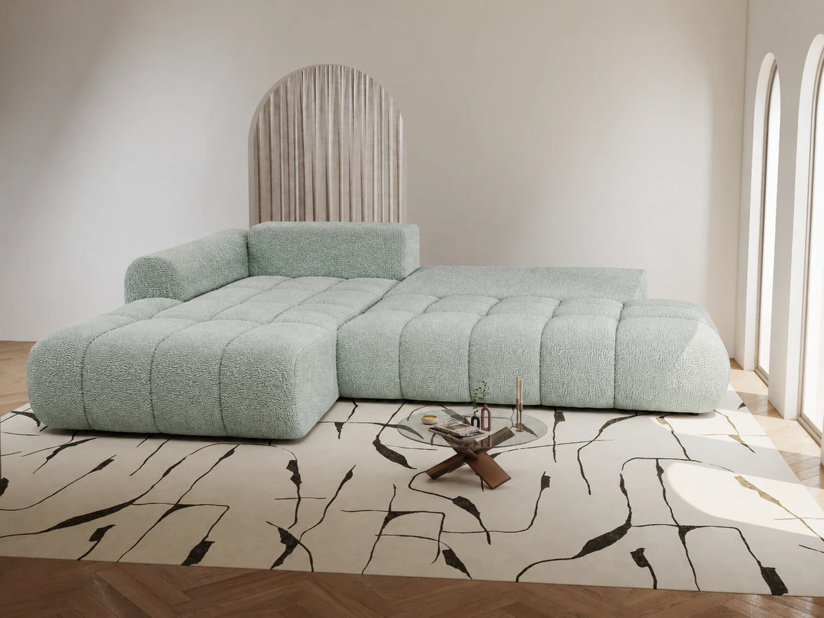 Colțar extensibil dumonde Milano L cu un braț Jaguar 16 Verde Mint 276x175 cm – vedere 10