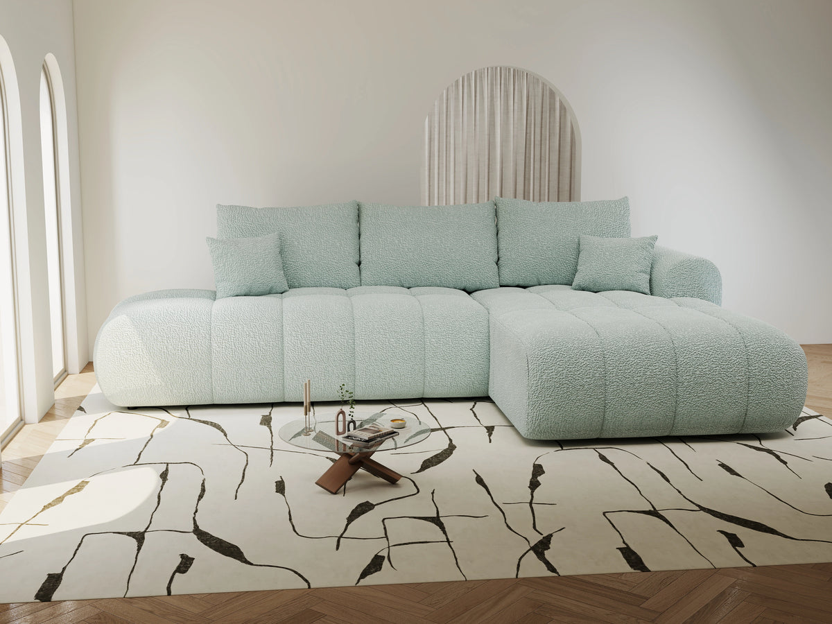Colțar extensibil dumonde Milano L cu un braț Jaguar 16 Verde Mint II 276x175 cm – vedere 6