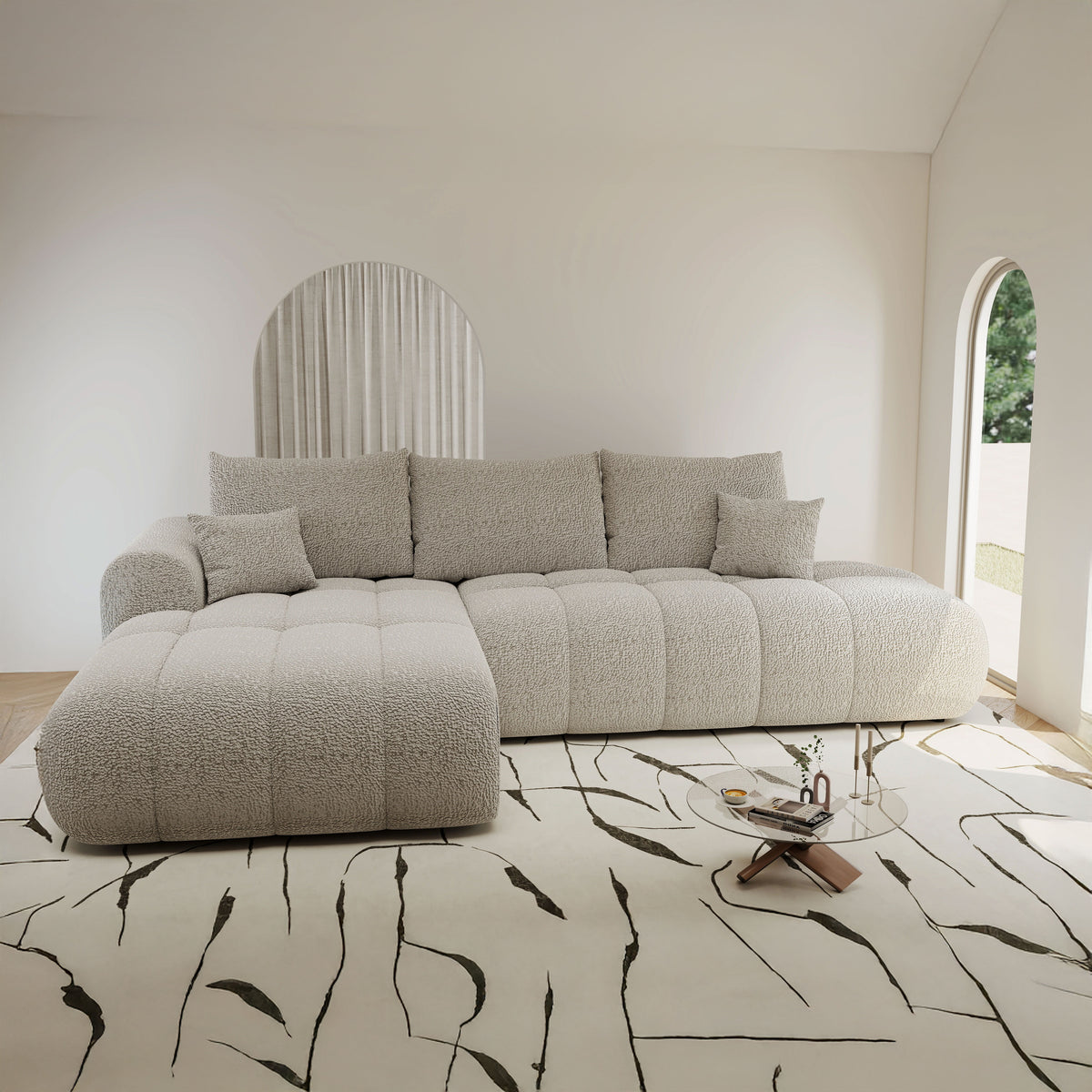 Colțar extensibil dumonde Milano L cu un braț Jaguar 19 Gri 276x175 cm – imagine principală
