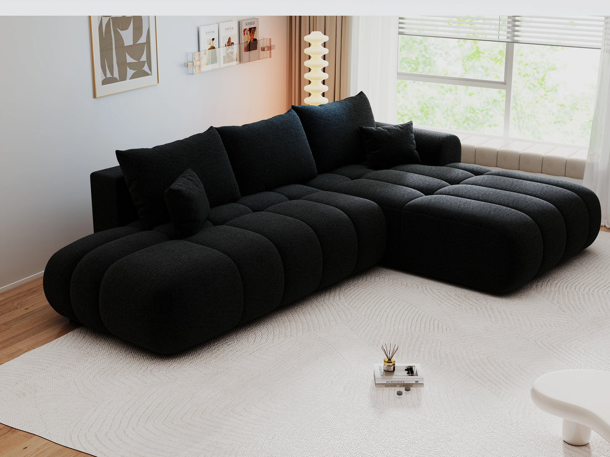 Colțar extensibil dumonde Milano L cu un braț Monte 99 Negru II 276x175 cm – vedere 6