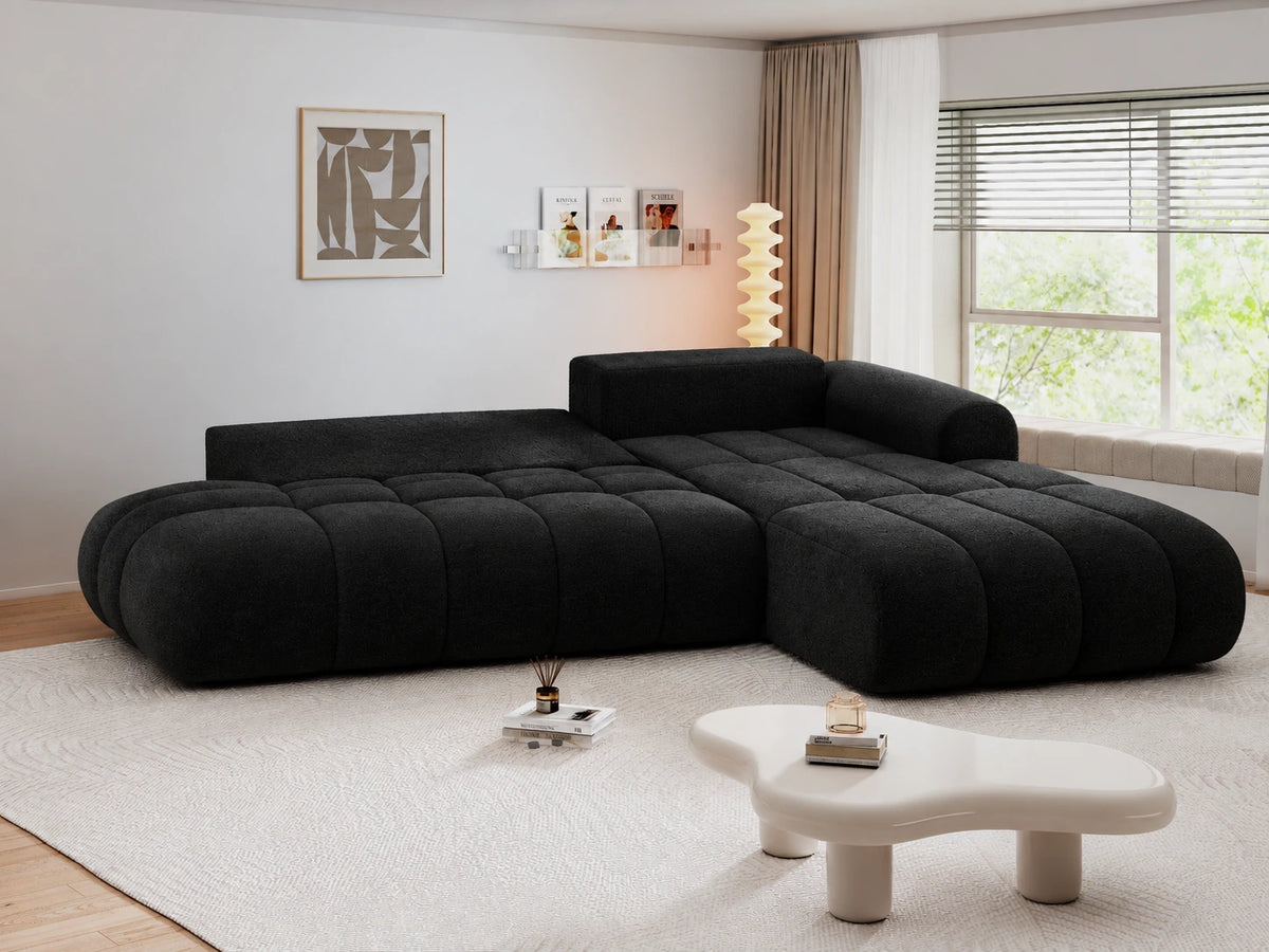 Colțar extensibil dumonde Milano L cu un braț Monte 99 Negru II 276x175 cm – vedere 11