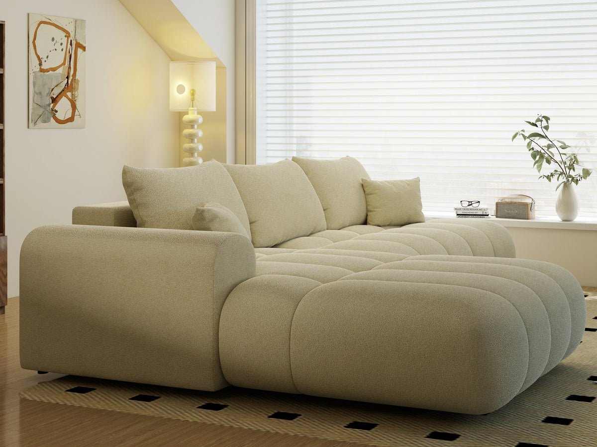 Colțar extensibil dumonde Milano L cu un braț Quelle 02 Bej 276x175 cm – vedere 8