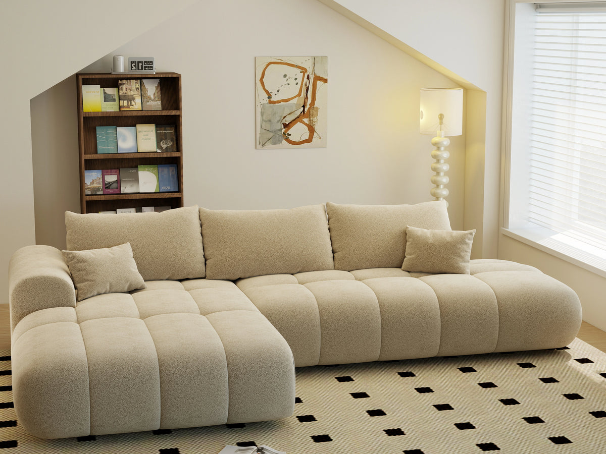 Colțar extensibil dumonde Milano L cu un braț Quelle 05 Bej 276x175 cm – vedere 6