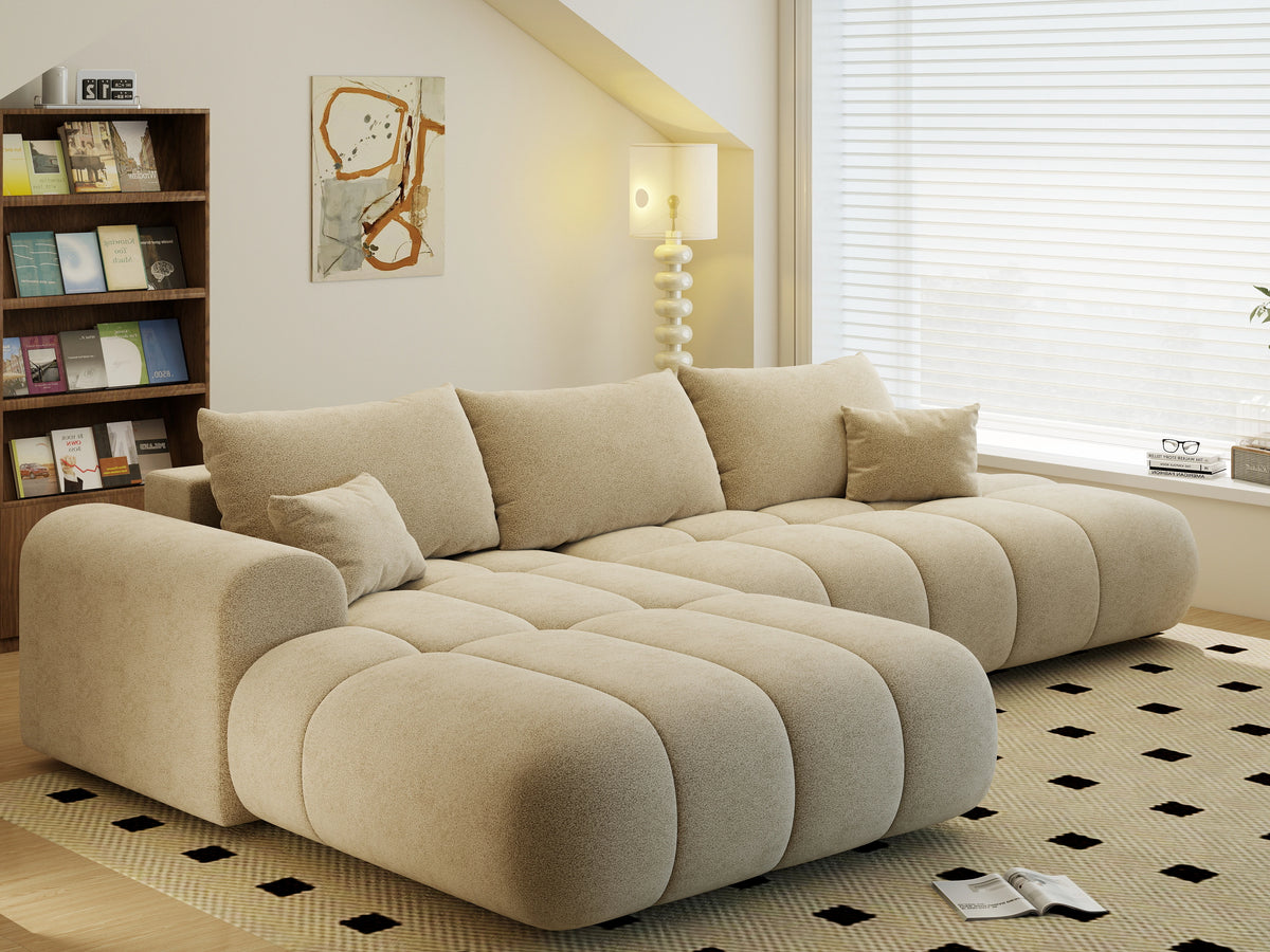 Colțar extensibil dumonde Milano L cu un braț Quelle 05 Bej 276x175 cm – vedere 7