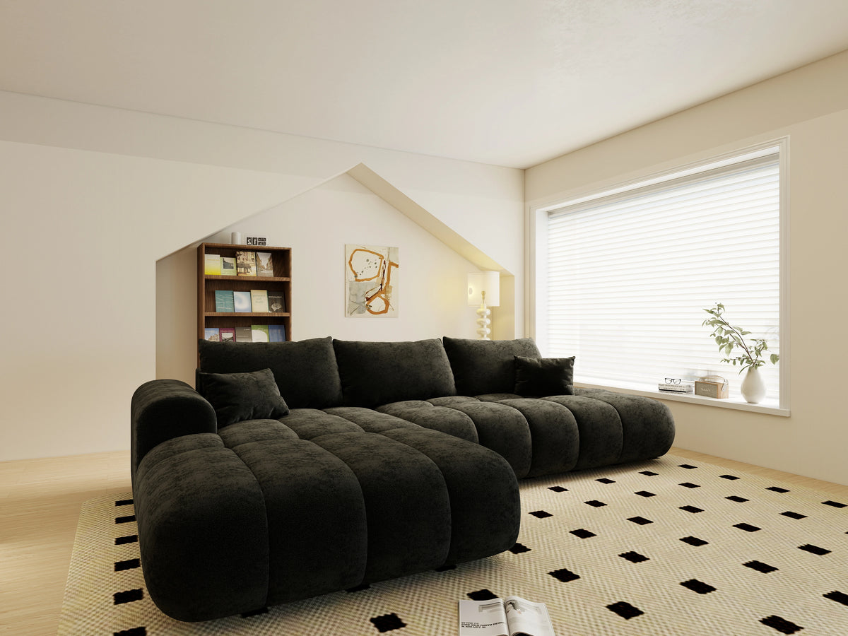 Colțar extensibil dumonde Milano L cu un braț Quelle 100 Negru 276x175 cm – vedere 2