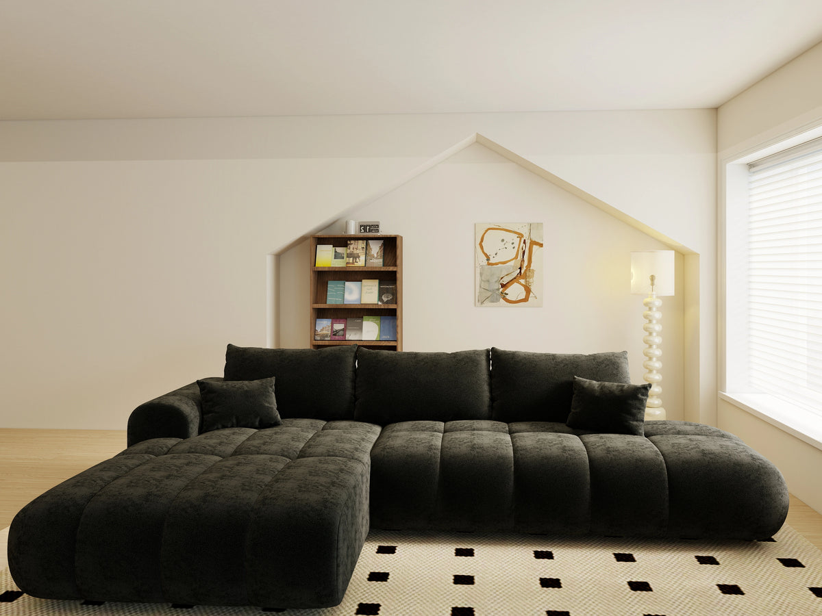 Colțar extensibil dumonde Milano L cu un braț Quelle 100 Negru 276x175 cm – vedere 5