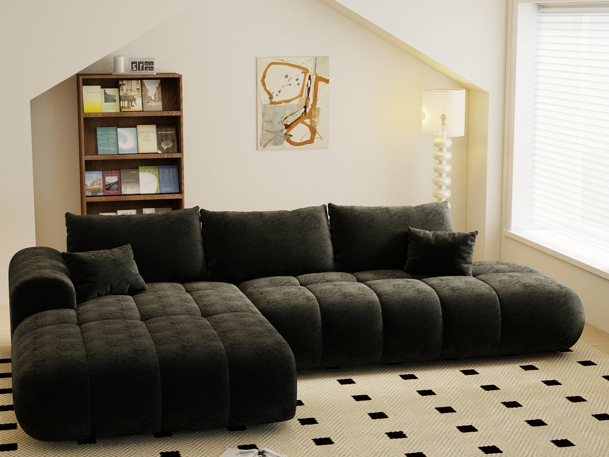 Colțar extensibil dumonde Milano L cu un braț Quelle 100 Negru 276x175 cm – vedere 6